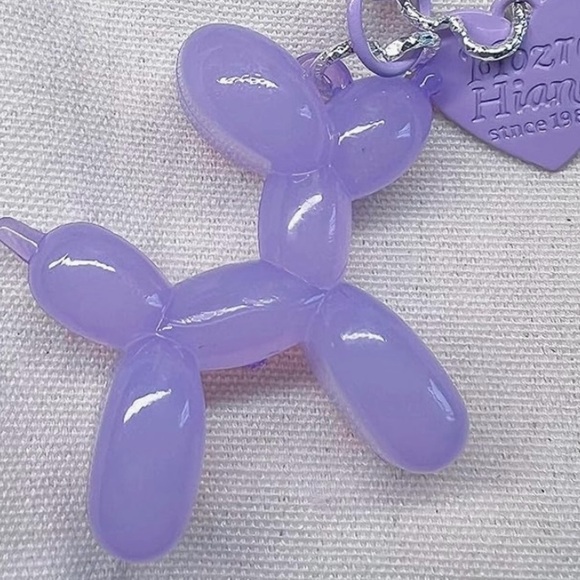 Lavender purple balloon dog purse keychain clip charm with heart New! - Picture 2 of 2